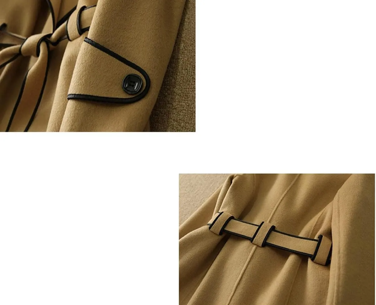 CHARTOU Women's Elegant Lapel Collar Wool Blend Midi-Long Pea Coat Jacket with Belt