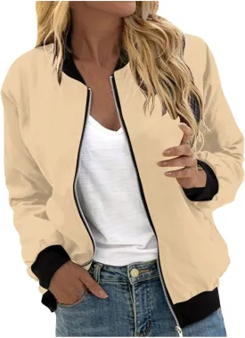 COTECRAM Bomber Jacket Women 2024 Causal Floral Zip Up Coats Long Sleeve Stand Collar Fall Jackets Lightweight Outerwear Tops