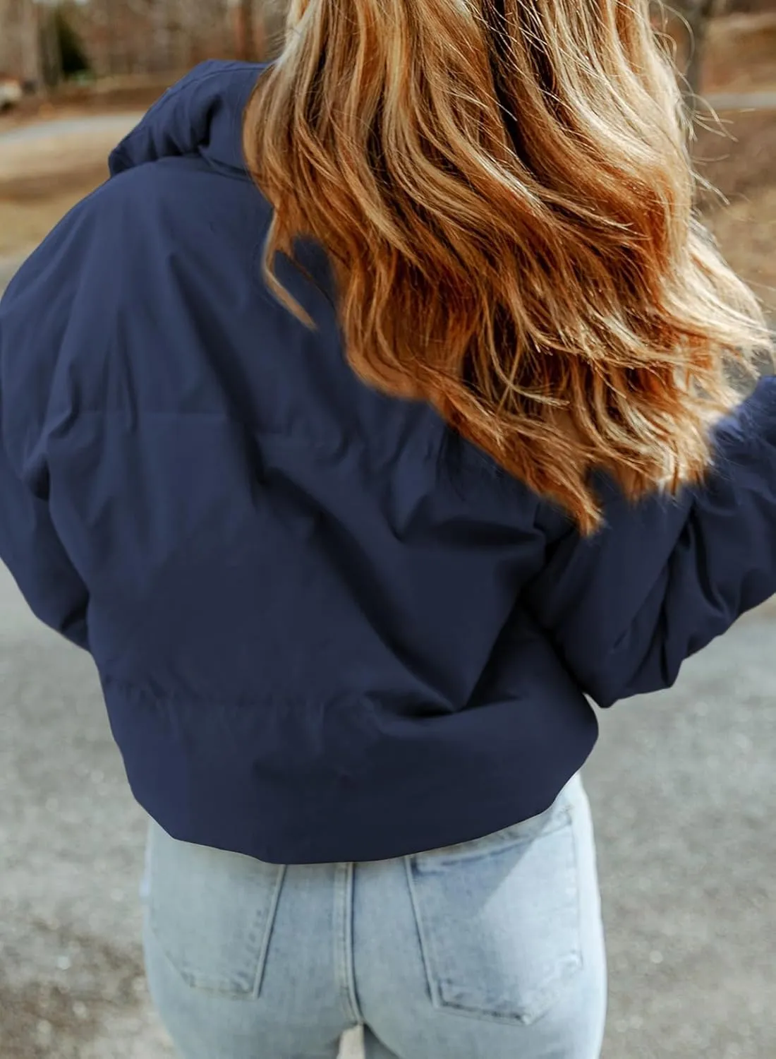 Dokotoo Womens Winter Cropped Puffer Jacket Full Zip Quilted Jackets Warm Coats with Pockets