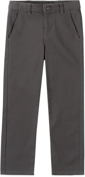 IZOD Boys' School Uniform Twill Pants, Flat Front & Comfortable Waistband with 5 Pockets