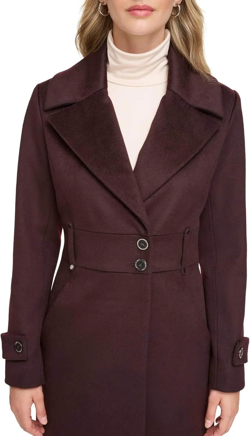 Kenneth Cole Women's Solid Wool Blend Trench Coat