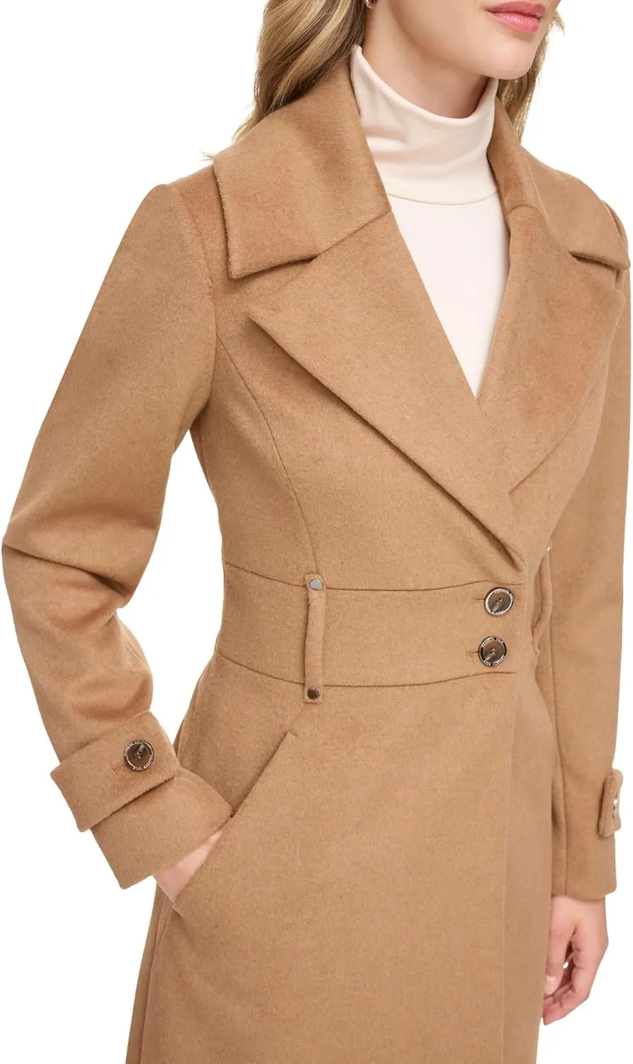 Kenneth Cole Women's Solid Wool Blend Trench Coat