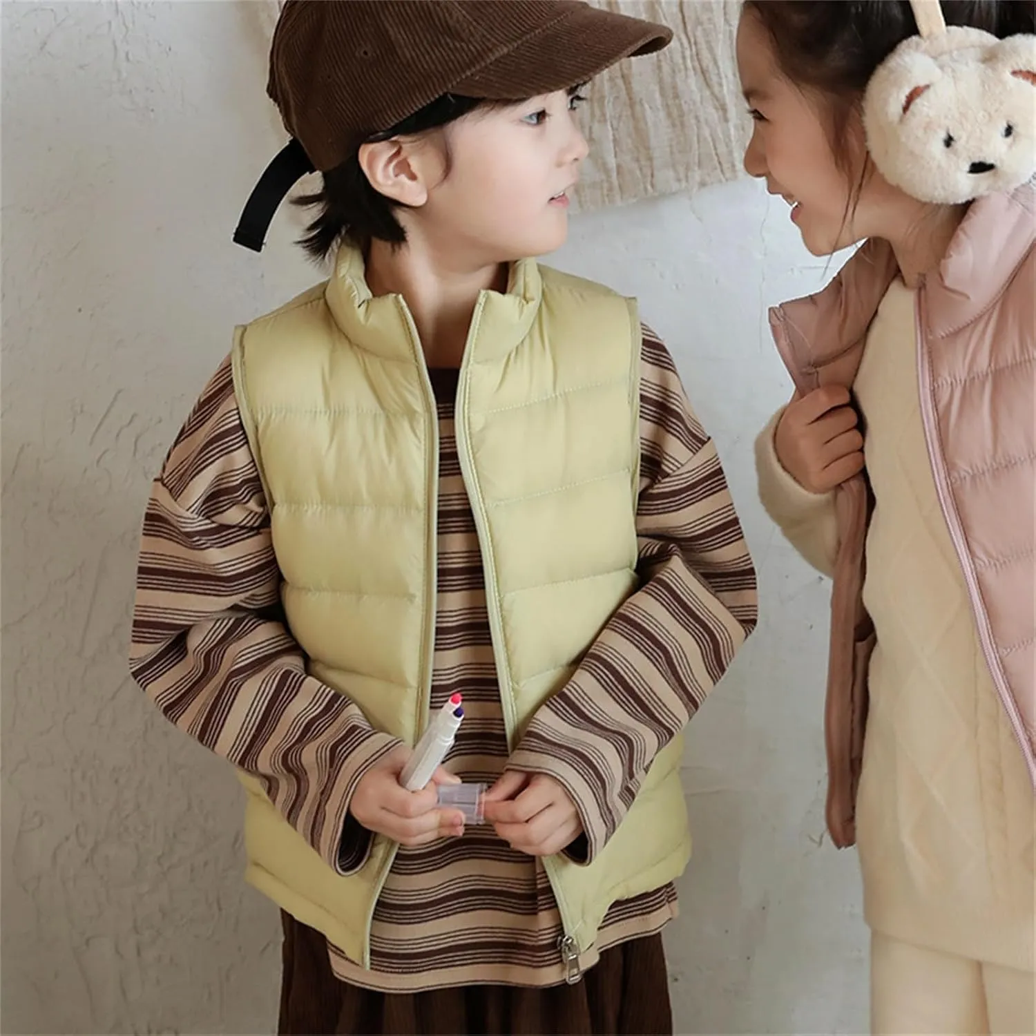Kids Baby Girls&Boys Winter Puffer Vest Cute High Neck Vest Lightweight Quilted Puffer Sleeveless Jacket Outwear