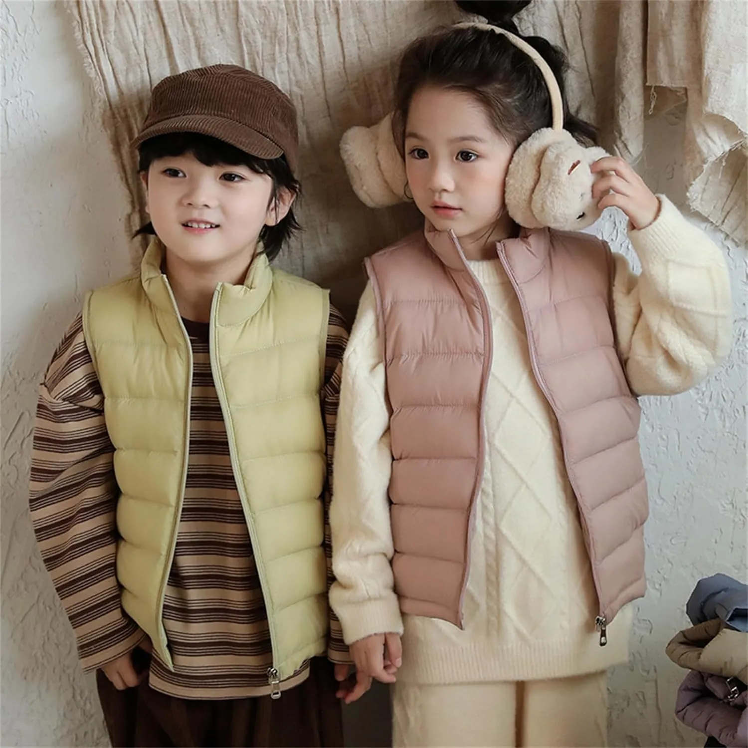 Kids Baby Girls&Boys Winter Puffer Vest Cute High Neck Vest Lightweight Quilted Puffer Sleeveless Jacket Outwear
