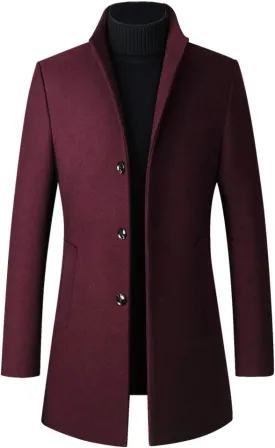 Lavnis Men's Winter Trench Coat Wool Blend Pea Coat Slim Fit Single Breasted Topcoat Business Dowm Jacket