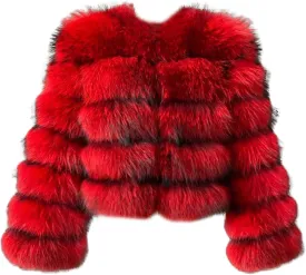 loveimgs Women Warm Fluffy Cropped Puffer Jacket Faux Fur Coat Crop Parka Collarless Winter Teddy Bear Coat Overcoat