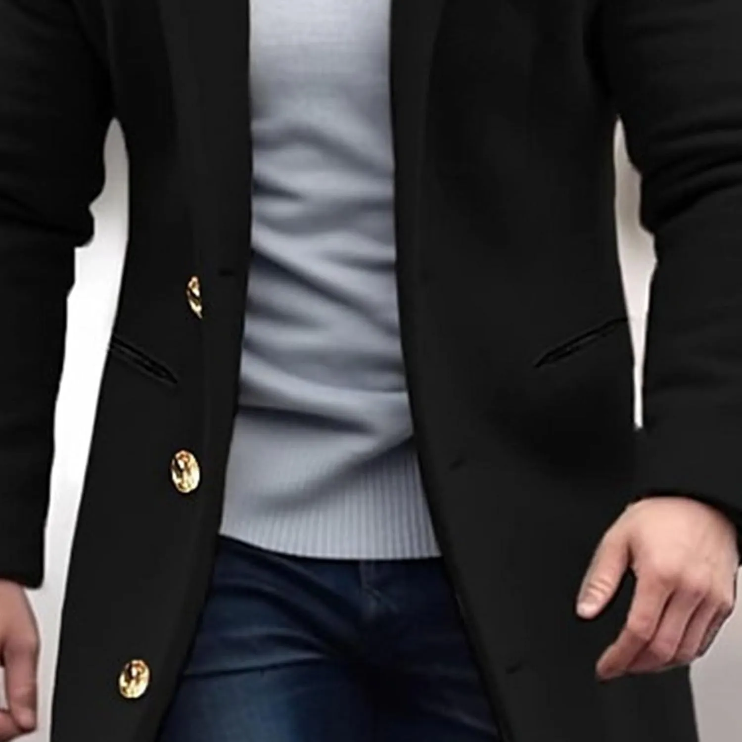Maiyifu-GJ Mens Wool Blend Double Breasted Overcoat Winter Slim Fit Long Trench Coat Classic Lightweight Business Pea Jacket