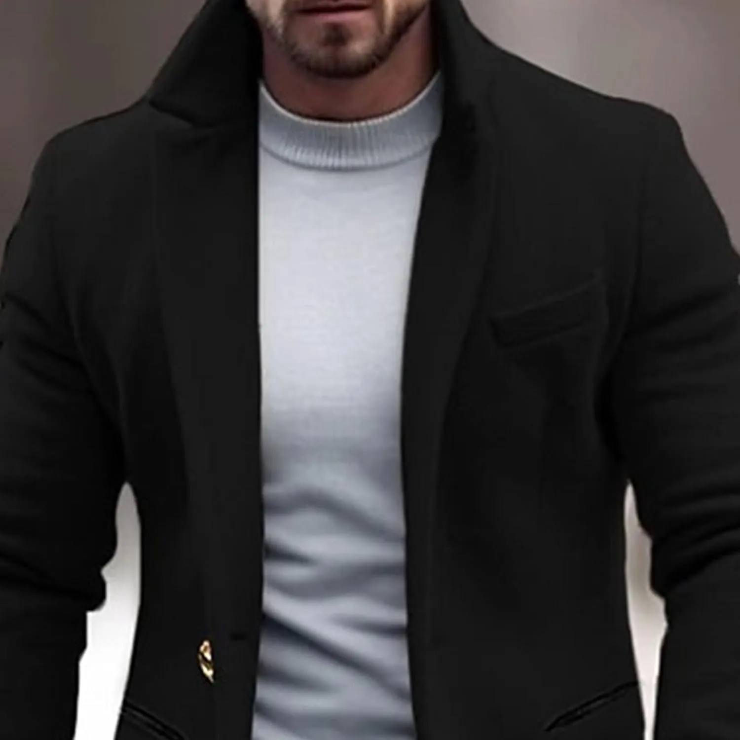 Maiyifu-GJ Mens Wool Blend Double Breasted Overcoat Winter Slim Fit Long Trench Coat Classic Lightweight Business Pea Jacket