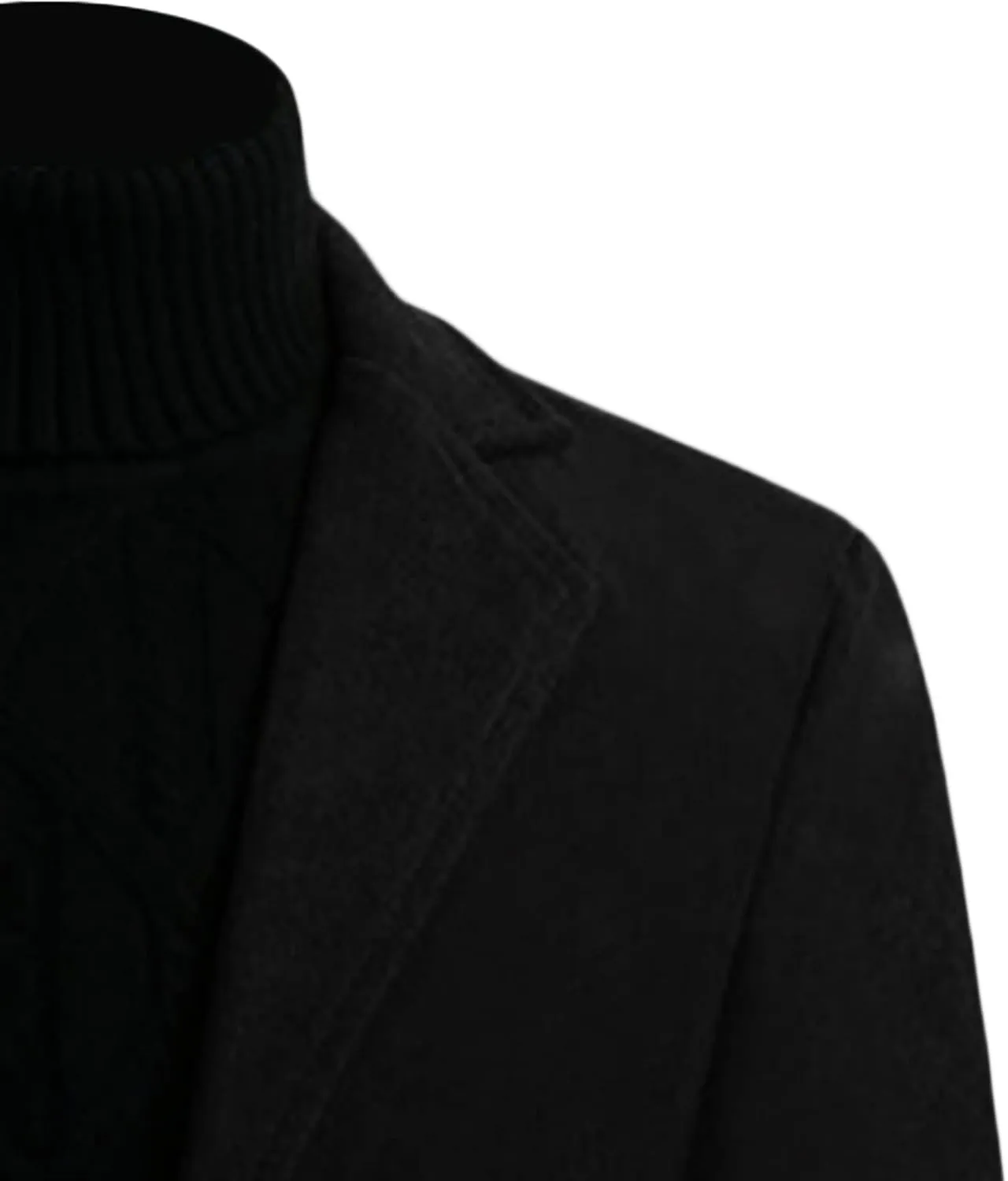 Maiyifu-GJ Mens Wool Blend Trench Coat Mid-Length Notched Collar Long Top Pea Coats Business Single Breasted Jacket Overcoat