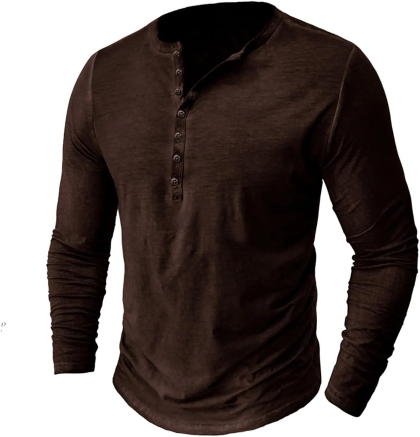 Mens Casual Long Sleeve Henley Shirt Classic Stretch Slim Fit Button Active Sports Gym Hiking T-Shirt