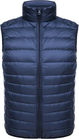 Mens Lightweight Insulated Puffer Vest Stand Collar Sleeveless Puffy Jacket Casual Warm Down Outerwear for Work Travel