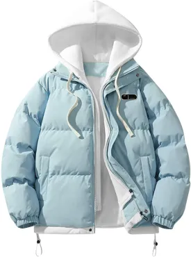 Men's Winter Coat Long Sleeve Zip Up Puffer Jackets Cold Proof Padded Warm Teen Boys Fashion Comfy Parka Coat