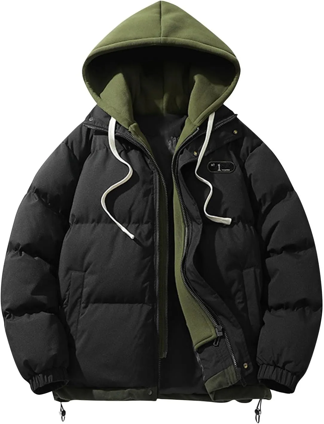 Men's Winter Coat Long Sleeve Zip Up Puffer Jackets Cold Proof Padded Warm Teen Boys Fashion Comfy Parka Coat