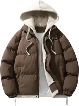 Men's Winter Coat Long Sleeve Zip Up Puffer Jackets Cold Proof Padded Warm Teen Boys Fashion Comfy Parka Coat