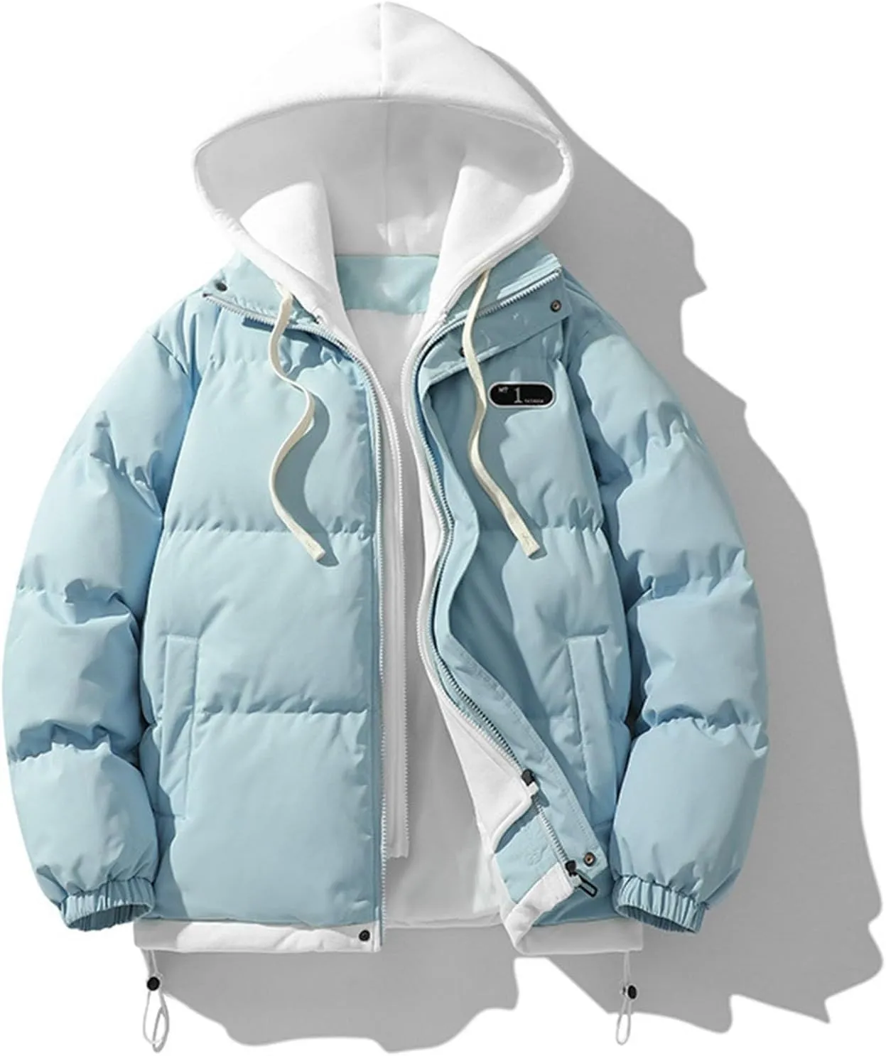 Men's Winter Coat Long Sleeve Zip Up Puffer Jackets Cold Proof Padded Warm Teen Boys Fashion Comfy Parka Coat