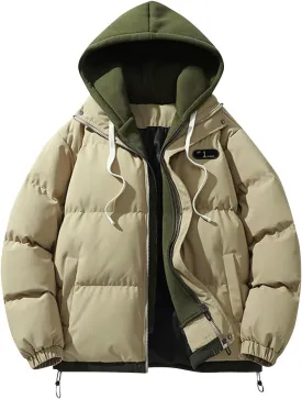 Men's Winter Coat Long Sleeve Zip Up Puffer Jackets Cold Proof Padded Warm Teen Boys Fashion Comfy Parka Coat