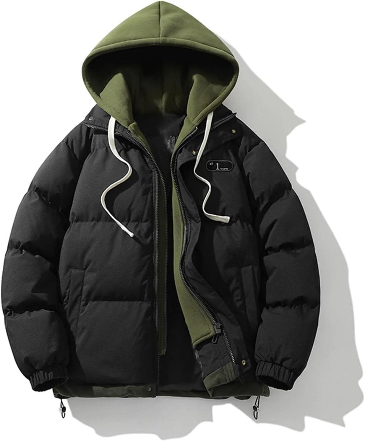 Men's Winter Coat Long Sleeve Zip Up Puffer Jackets Cold Proof Padded Warm Teen Boys Fashion Comfy Parka Coat