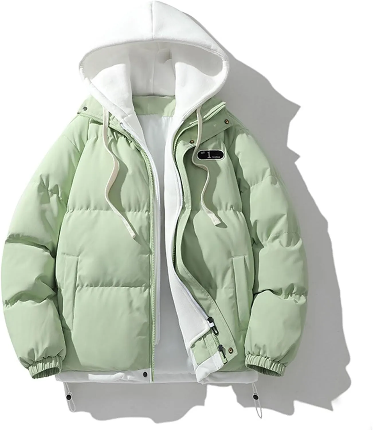 Men's Winter Coat Long Sleeve Zip Up Puffer Jackets Cold Proof Padded Warm Teen Boys Fashion Comfy Parka Coat