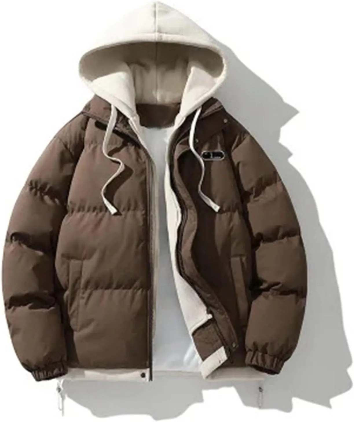 Men's Winter Coat Long Sleeve Zip Up Puffer Jackets Cold Proof Padded Warm Teen Boys Fashion Comfy Parka Coat