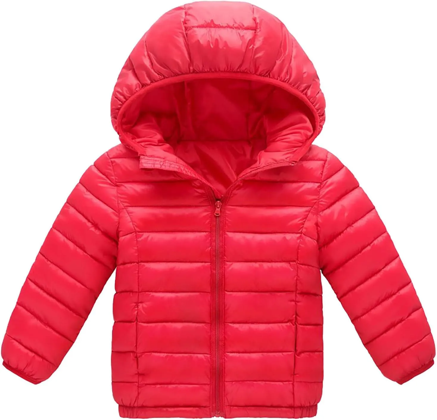 RKSTN Children's Fashion Winter Coats Solid Color Lightweight Down Jacket with Hood Zip Up Quilted Puffer Jackets