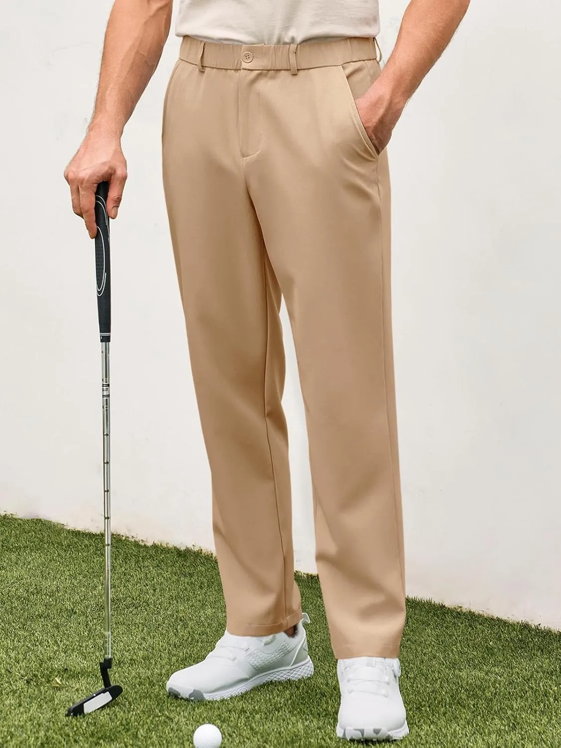 Runcati Mens Golf Pants Stretch Slim Fit Hiking Travel Sweatpants Flat-Front Dress Pants