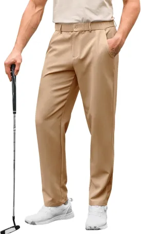 Runcati Mens Golf Pants Stretch Slim Fit Hiking Travel Sweatpants Flat-Front Dress Pants