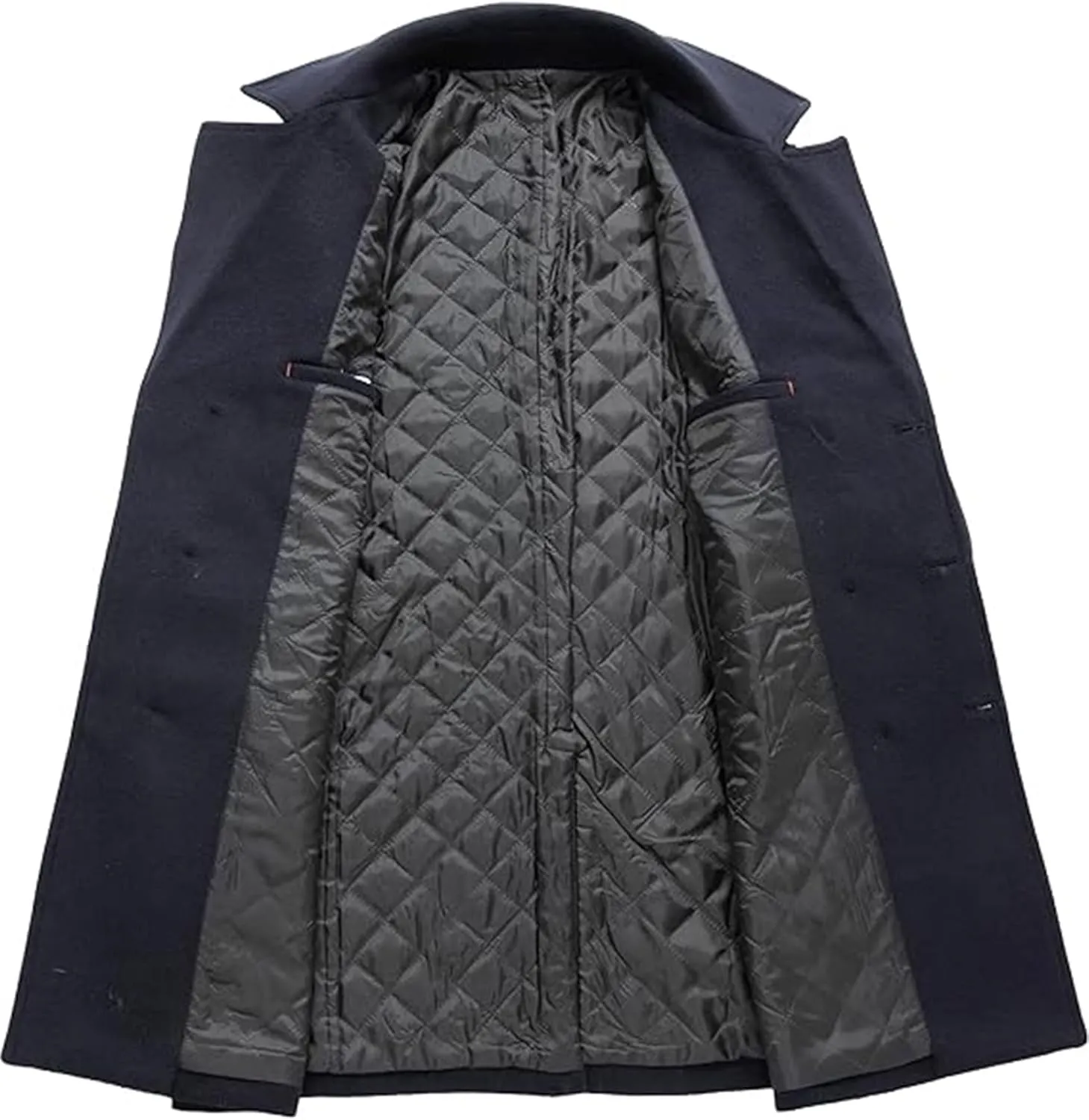 SEMATOMALA Men's Classic Notched Collar Double Breasted Formal Business Work Wool Blend Pea Coat