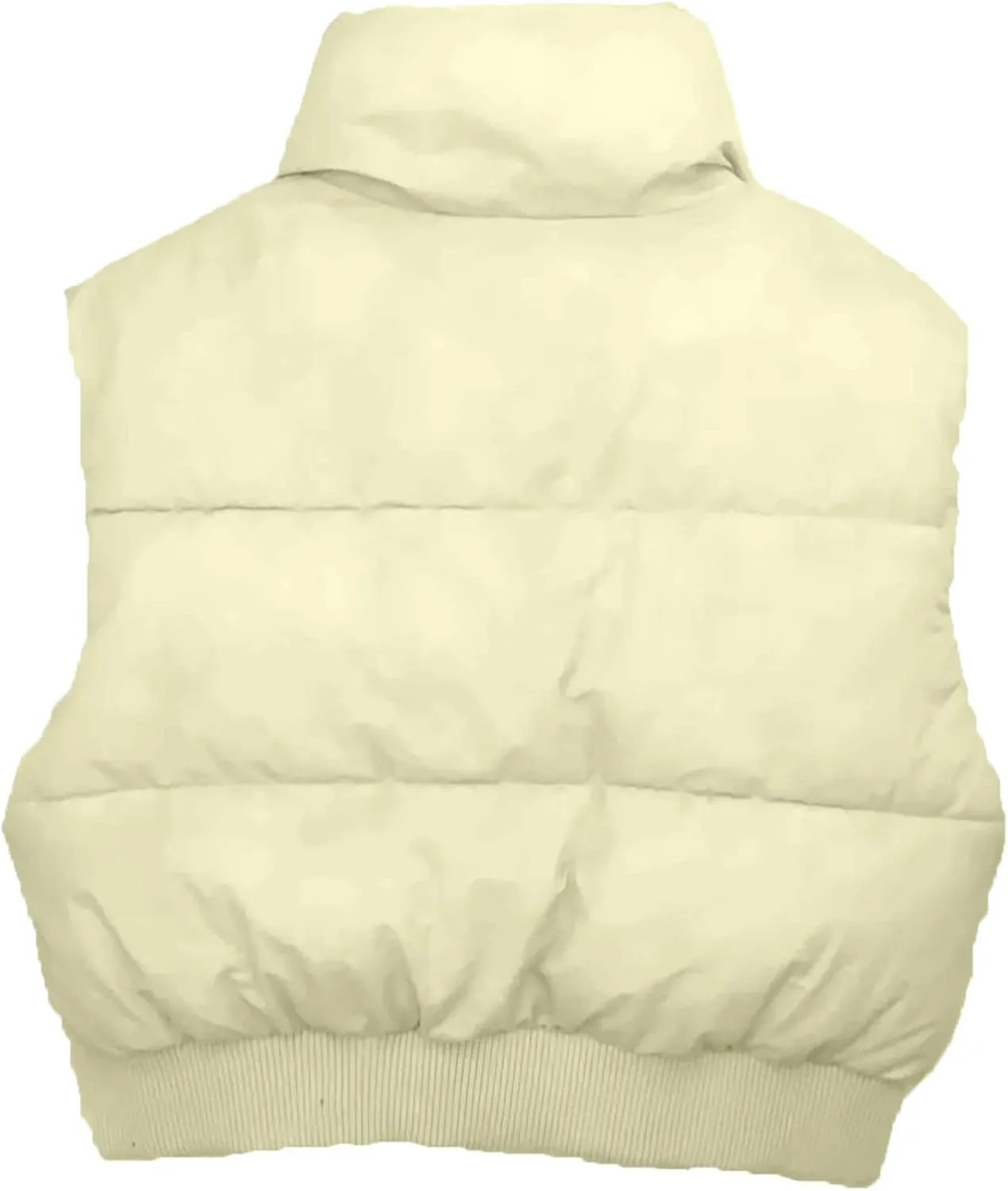 Shiyifa Women's Fashion High Neck Zipper Cropped Puffer Vest Jacket Coat