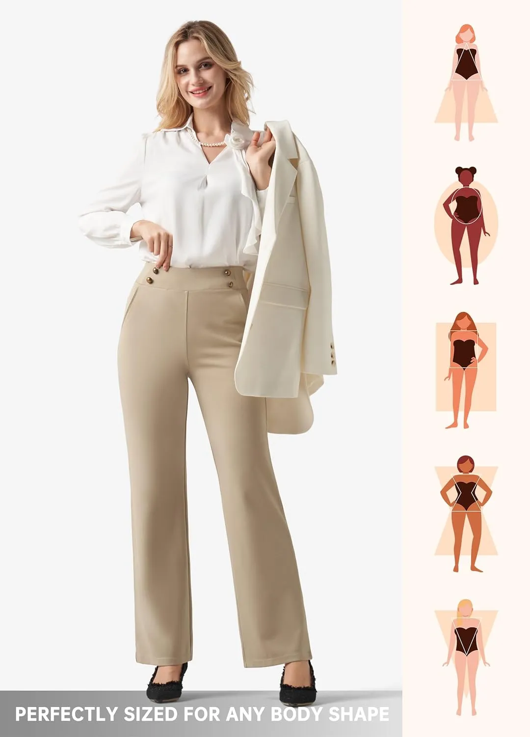 Willit Women's Wide Leg Dress Pants High Waisted Stretch Work Pants Office Business Casual Slacks Pockets Petite/Regular/Tall