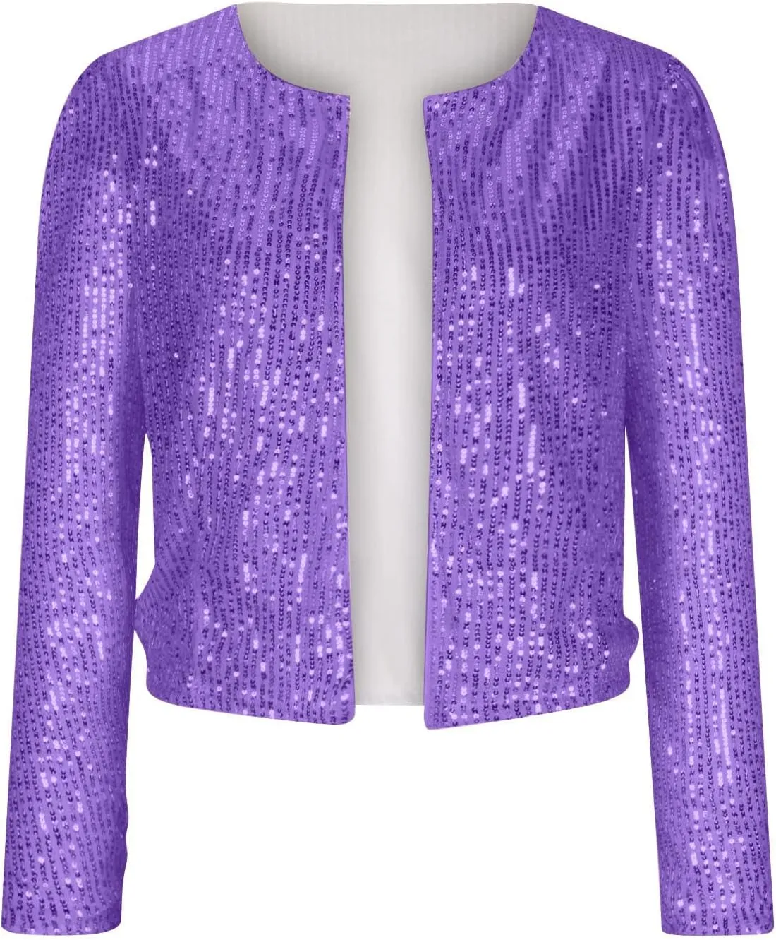 Womens Sequin Blazer Jacket Casual Long Sleeve Open Front Zip Up Sparkle Bomber Jackets for Evening Party