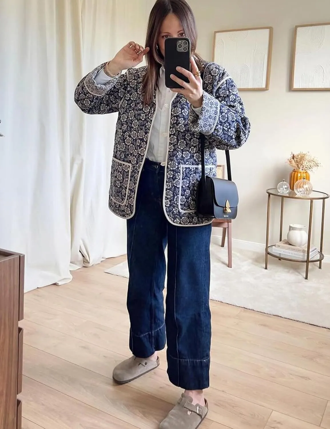 Yimoon Quilted Jackets for Women Reversible Floral Print Open Front Lightweight Cropped Puffer Jacket Outwear