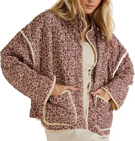 YKR Women's Cropped Puffer Jacket Floral Print Quilted Puffer Jackets Open Front Lightweight Short Jacket Trendy